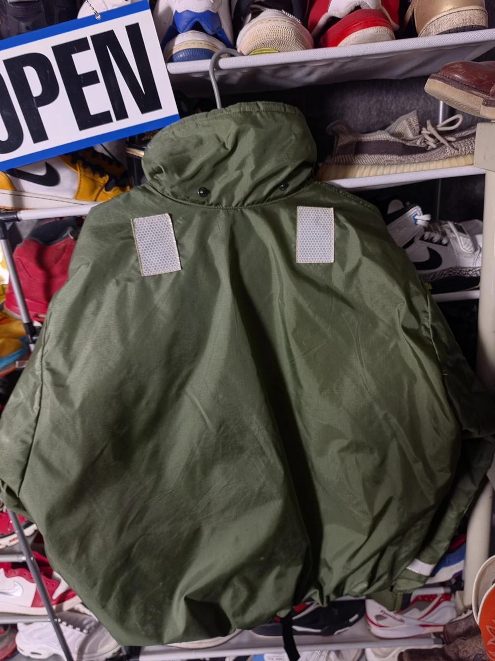 🔥 Men's XL Flotation Olive Green Military Field Jacket Reflective Trim Mustang